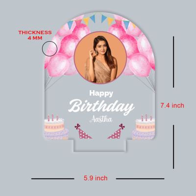 Personalized Acrylic Printed Happy Birthday LED Table Lamp with 7 Color Changing Light Birthday Gift for Girlfriend, Boyfriend, Husband, Wife, Brother, Sister & Friends